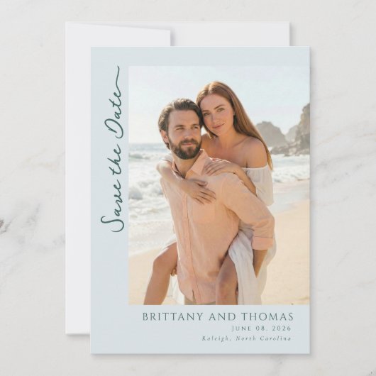 Romantische Pastel Strandfoto Save The Date (Voorkant)