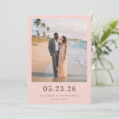 Romantische Pastel Strandfoto Save The Date (Staand voorkant)