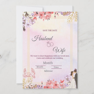 Romantische Pastel Waterverf Bloem Save The Date Kaart
