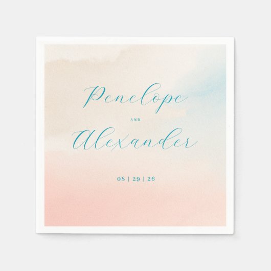 Romantische Pastel Waterverf Servet (Voorkant)