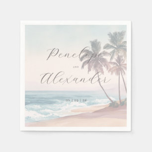 Romantische Pastel Waterverf Strandtafereel Servet