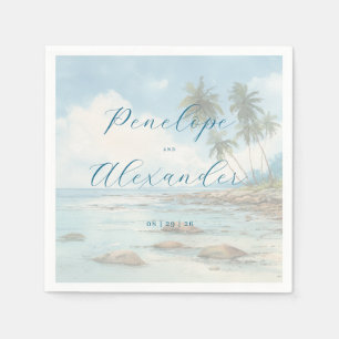 Romantische Pastel Waterverf Strandtafereel Servet