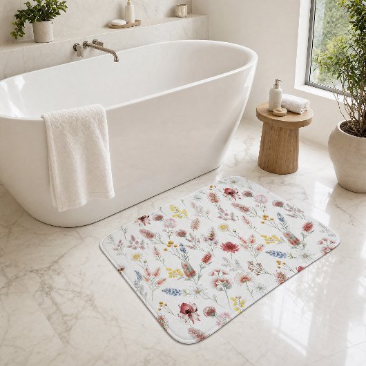 Romantische Pastel Waterverf Wilde Bloemen Badmat
