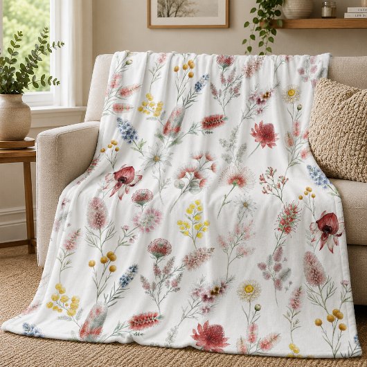 Romantische Pastel Waterverf Wilde Bloemen Fleece Deken