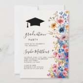 Romantische pastel wilde bloemen afstuderen kaart (Voorkant)