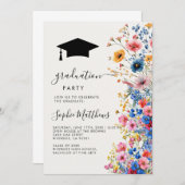 Romantische pastel wilde bloemen afstuderen kaart (Voorkant / Achterkant)