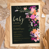 Romantische pastel wilde bloemen baby shower folie uitnodiging