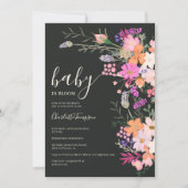 Romantische pastel wilde bloemen baby shower kaart (Voorkant)