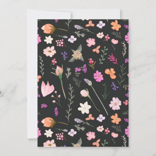 Romantische pastel wilde bloemen baby shower kaart (Achterkant)