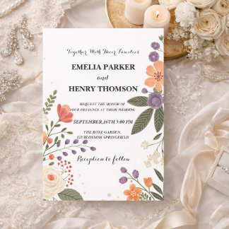 Romantische Pastel Wilde Bloemen Boho Elegante Tro Kaart