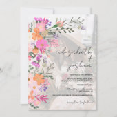 Romantische pastel wilde bloemen foto bruiloft kaart (Voorkant)