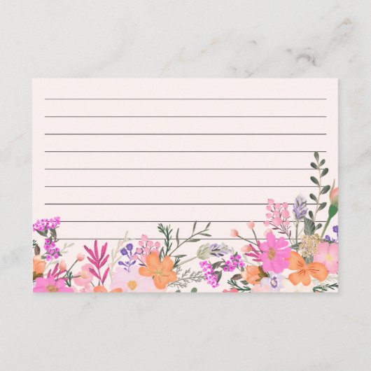 Romantische pastel wilde bloemen lente bruids rece informatiekaartje (Achterkant)