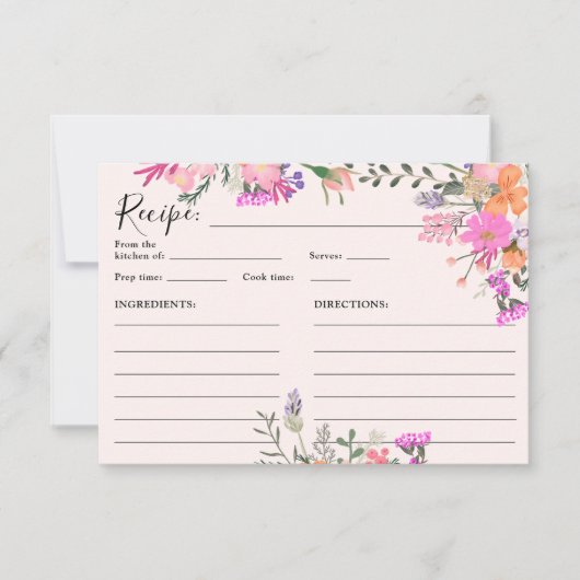 Romantische pastel wilde bloemen lente bruids rece kaart (Voorkant)