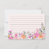 Romantische pastel wilde bloemen lente bruids rece kaart (Achterkant)