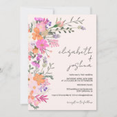 Romantische pastel wilde bloemen lente bruiloft kaart (Voorkant)