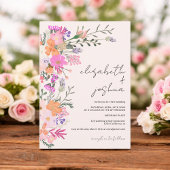 Romantische pastel wilde bloemen lente bruiloft kaart