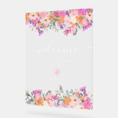 Romantische pastel wilde bloemen lente welkom acryl bord (Hoek)