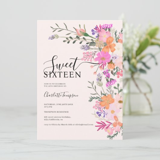 Romantische pastel wilde bloemen lente zoet 16 kaart (Staand voorkant)