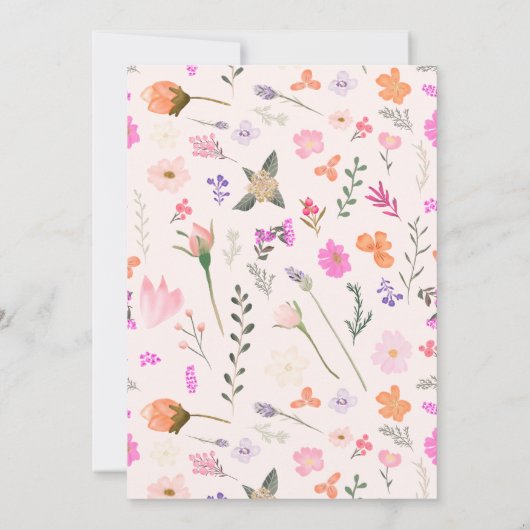 Romantische pastel wilde bloemen moederdag kaart (Achterkant)