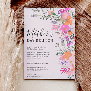 Romantische pastel wilde bloemen moederdag kaart