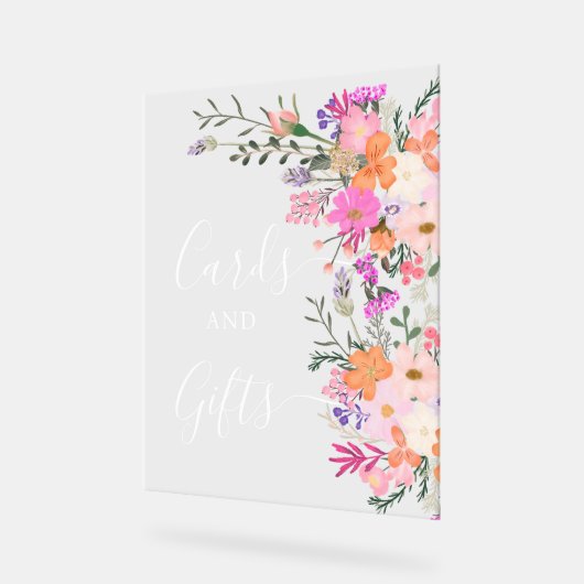 Romantische pastel wilde bloemen vrijgezellenfeest acryl bord (Hoek)