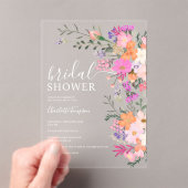 Romantische pastel wilde bloemen vrijgezellenfeest acryl uitnodigingen (Insitu (Draagbaar))