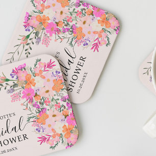 Romantische pastel wilde bloemen vrijgezellenfeest kartonnen onderzetters