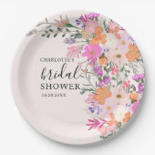 Romantische pastel wilde bloemen vrijgezellenfeest papieren bordje (Voorkant)
