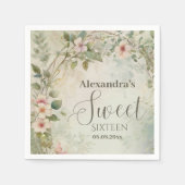 Romantische Pastel Wildflowers Sweet 16 Servet (Voorkant)
