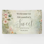 Romantische Pastel Wildflowers Sweet 16 Spandoek (Horizontaal)