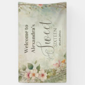 Romantische Pastel Wildflowers Sweet 16 Spandoek (Verticaal)