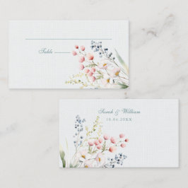 Romantische pastelbloemen Huwelijksplaatskaart Plaatskaartje