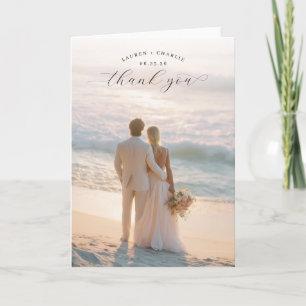 Romantische Pastelkleuren Strandfoto Bedankkaart