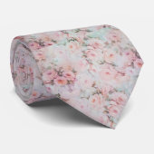 Romantische pastelroze blauwgroen elegante rozen b stropdas (Opgerold)