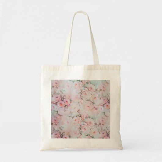 Romantische pastelroze blauwgroen elegante rozen b tote bag (Voorkant)