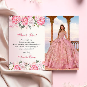 Romantische Pastelrozen Sweet 16 Bedankkaart  Kaart