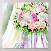 Romantische Pastels, Bruids Cascading Bouquet 2, Poster (Voorkant)