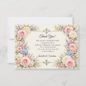 Romantische Pasteltuin Elegantie Bruiloft Bedankkaart (Voorkant)