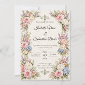 Romantische Pasteltuin Elegantie Bruiloft  Kaart (Voorkant)
