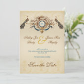 Romantische Pauw Save the Date Aankondiging (Staand voorkant)