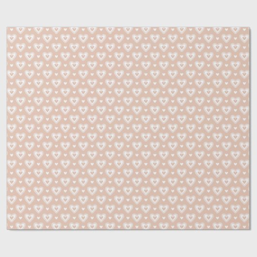 Romantische Peach Lace Hearts Valentijnsdag Patter Cadeaupapier (Vlak)