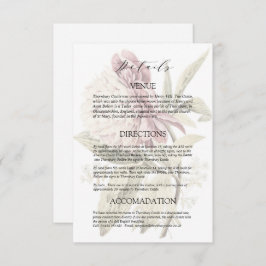 Romantische  Peony Wedding Details Informatiekaartje