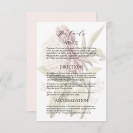 Romantische  Peony Wedding Details Informatiekaartje
