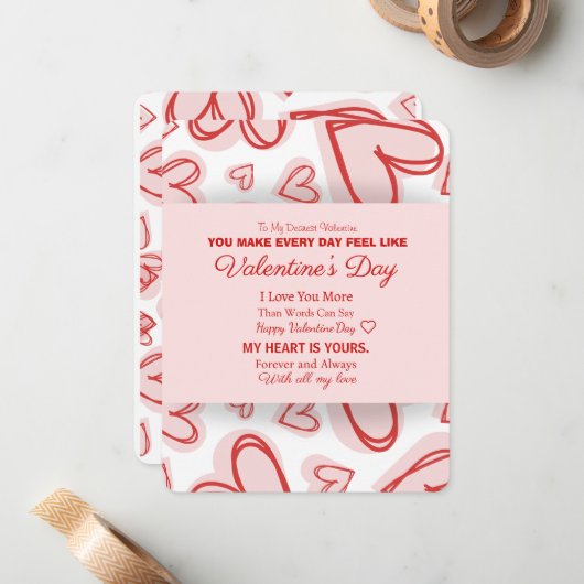 Romantische Persoonlijke Valentijnskaart Notitiekaartje (Voorkant / Achterkant in situ)