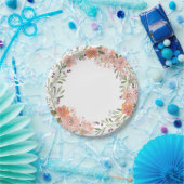 Romantische perzik bloemig papieren bordje (Feest)