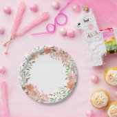 Romantische perzik bloemig papieren bordje (Feest)