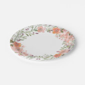 Romantische perzik bloemig papieren bordje (Gekanteld)