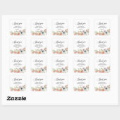 Romantische Perzik Bloemrijke Bruidsdouche Vierkante Sticker (Vel)