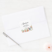 Romantische Perzik Bloemrijke Bruidsdouche Vierkante Sticker (Envelop)