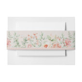 Romantische perzik crème en salie groene bloemen uitnodigingen wikkel (Voorkant Voorbeeld)